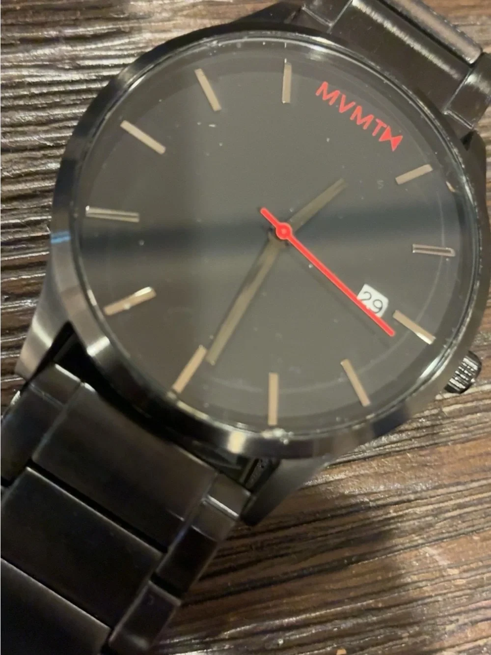 MVMT Black Men’s Stainless Steel Watch with Red Accents